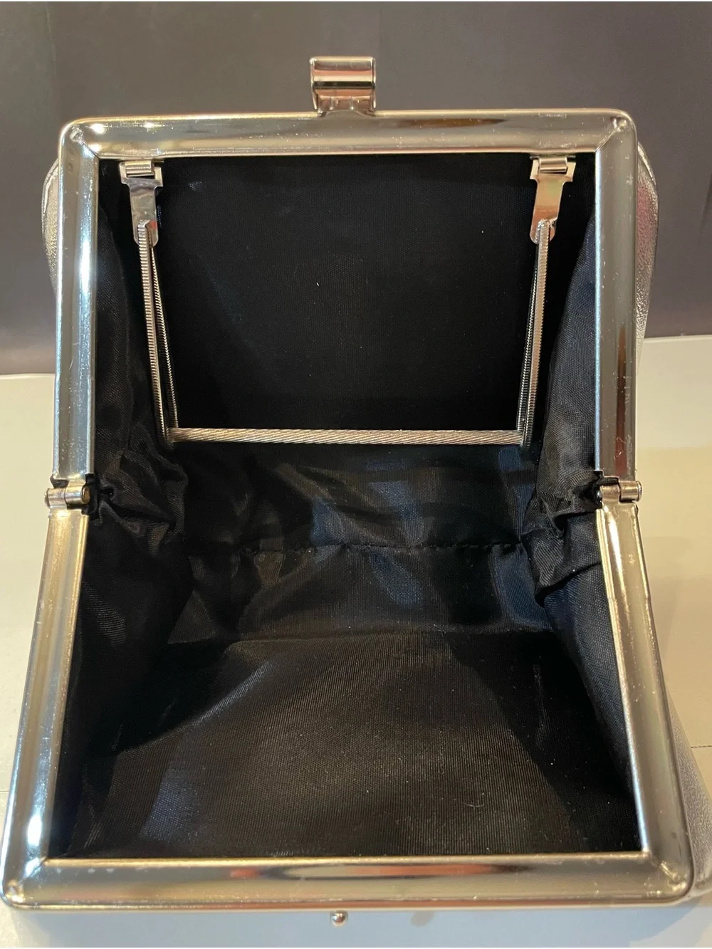 Vintage 1960’s Silver Metallic Structured Top-Handle Clutch
